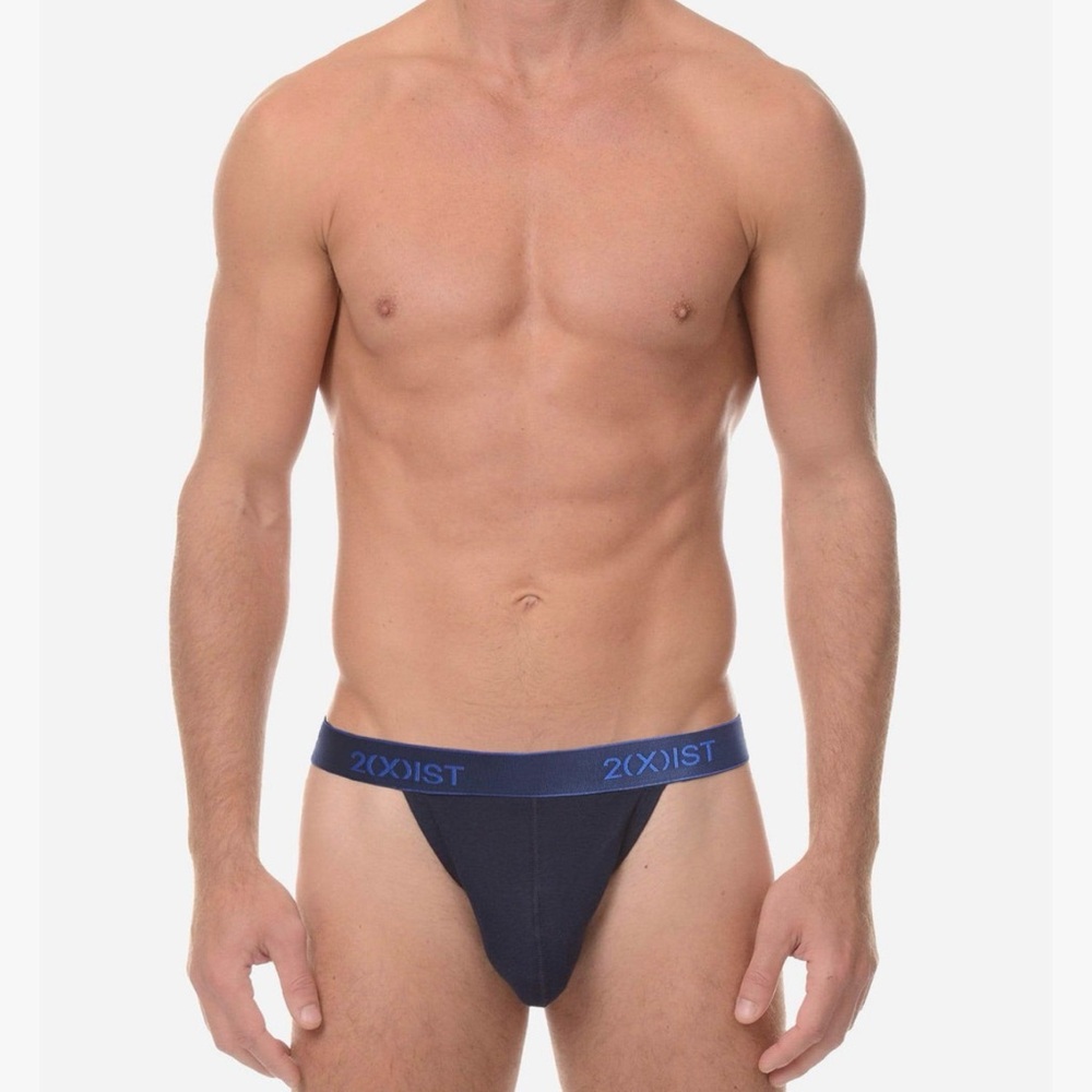 2xist Men's Y-Back Thong, Navy, Large